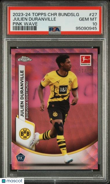 2023-24 Topps Chrome Bundesliga Julien Duranville #27 Pink Wave PSA 10