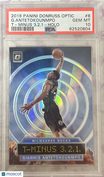 2019 Panini Donruss Optic T-Minus 3,2,1 G. Antetokounmpo #8 T Minus 3,2,1 Holo PSA 10