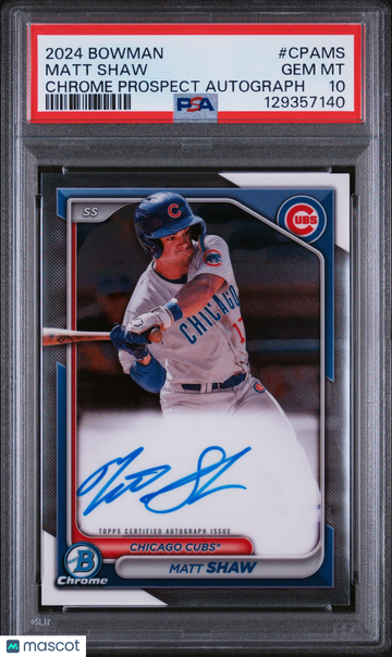 2024 Bowman Chrome Prospect Autographs Matt Shaw #CPAMS PSA 10