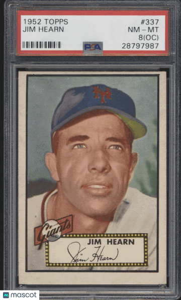 1952 Topps Jim Hearn #337 Oc PSA 8