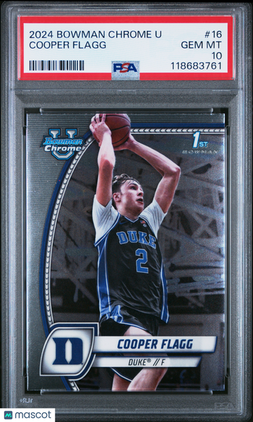 2024 Bowman Chrome University Cooper Flagg #16 [Base] Short Print Nicely Centered Mint Parallel/Variety Rookie Base Set
