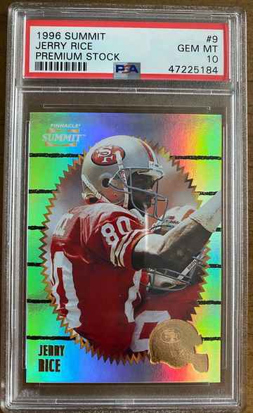 1996 Jerry Rice Pinnacle Sunmit premium stock POP 1