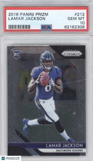2018 Panini Prizm Lamar Jackson #212 RC PSA 10