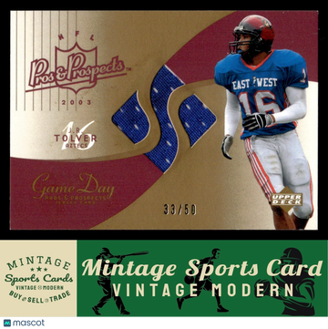 2003 Upper Deck Pros & Prospects J.R. Tolver #JC-JT Game Day Jerseys Gold SN MEM