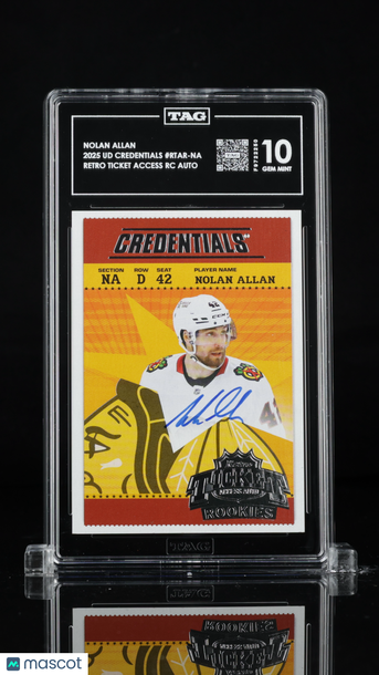 2025 Upper Deck Credentials Retro Ticket Access Rookie Auto Nolan Allan #RTAR-NA Rookie TAG 10