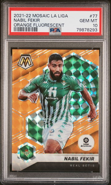 2021 Panini Mosaic La Liga Orange Fluorescent Nabil Fekir #77 /25 PSA 10