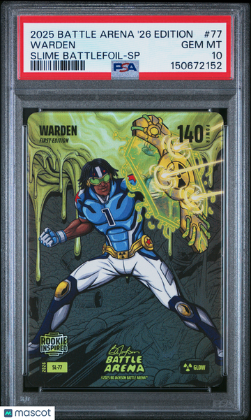 2025 Bo Jackson Battle Arena 2026 Edition Slime Battlefoil Warden Foil Holo Ultra Rare 1st Edition PSA 10 #77