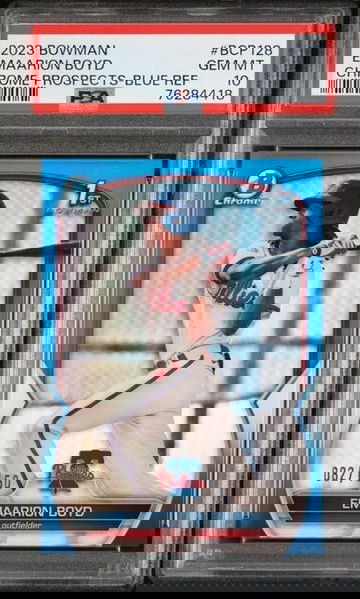 2023 Bowman Chrome 1st #BCP-128 Emaarion Boyd Blue Refractor /150 PSA 10 GEM MT