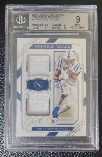 2020 National Treasures Rookie Dual Materials Jonathan Taylor /99  BGS 9 