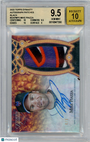 2022 Topps Dynasty Autograph Patches Black Mike Piazza #DAPMP2 BGS 9.5 Auto 10