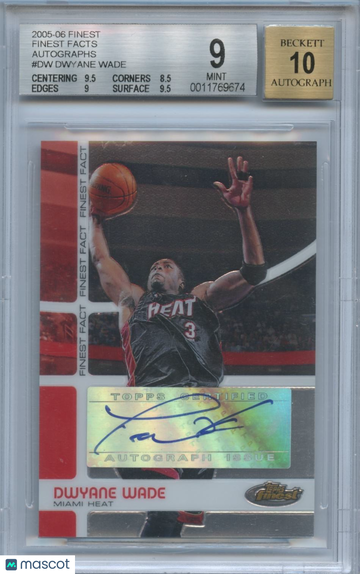 2005-06 Topps Finest Dwyane Wade #DW BGS 9 Topps Auto 10