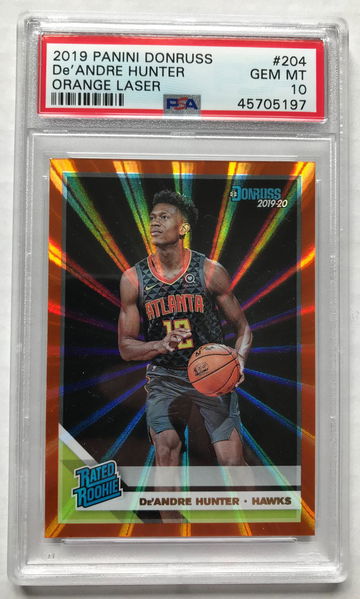 2019-20 Panini Donruss De'Andre Hunter Orange Laser PSA 10 RC #204
