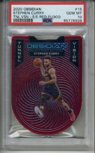 2020 PANINI OBSIDIAN TUNNEL VISION E/E RED FLOOD #15 STEPHEN CURRY PSA 10
