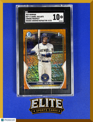 2023 Bowman Chrome Daniel Guilarte #BCP-21 Orange Shimmer Refractor /25 1st Bowman SGC 10