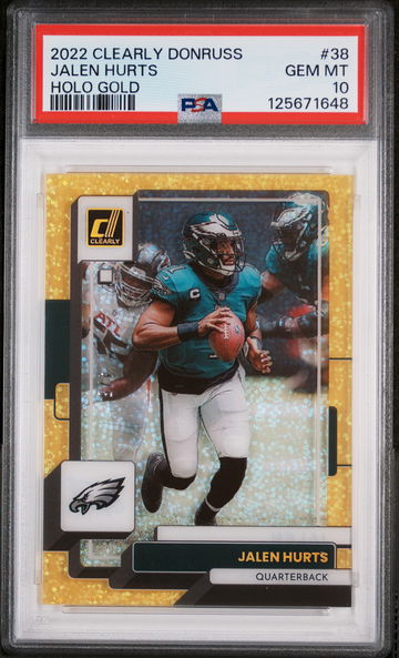 2022 Panini Clearly Donruss Holo Gold Jalen Hurts #38 PSA 10