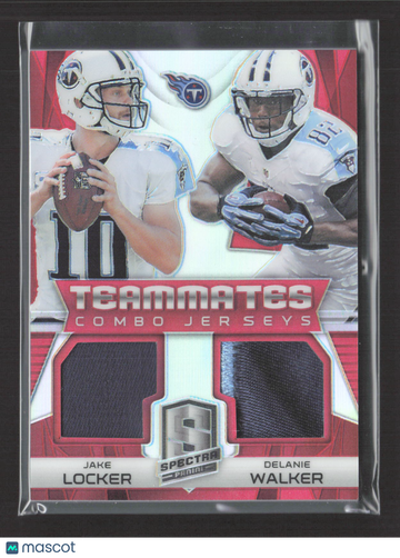 2015 Panini Spectra Prizm Delanie Walker Jake Locker #TC-JD /10 Combo Jerseys Game-worn material