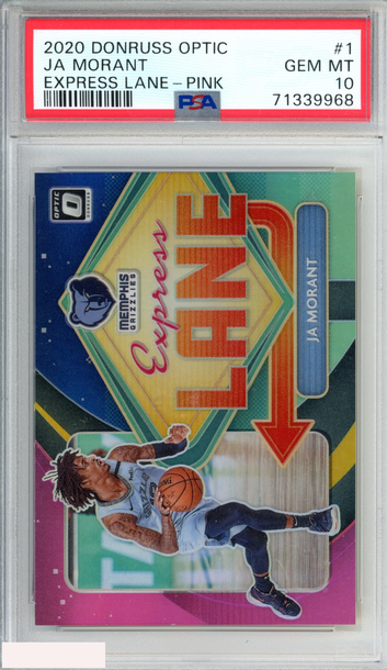 2020 PANINI DONRUSS OPTIC EXPRESS LANE JA MORANT #1 PINK 25 OF 25 PSA 10 GEM MT