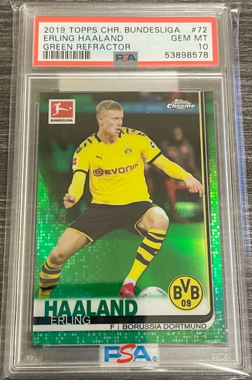 Erling Haaland Topps Chrome Bundesliga Green /99 PSA 10