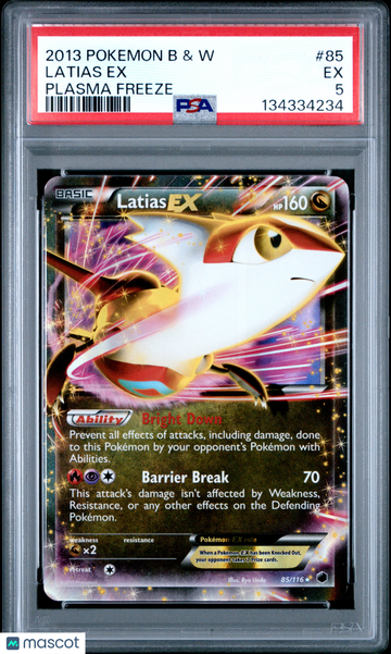 2013 Pokemon Black & White Plasma Freeze Latias EX Plasma Freeze PSA 5 #85