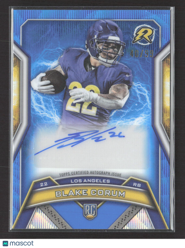 2025 Topps Resurgence Blake Corum Auto RRS-BC Blue 40/99 Los Angeles Rams Football Card