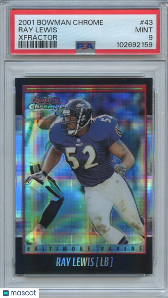 2001 Bowman Chrome Ray Lewis #43 X-Fractor Parallel/Variety Base Set PSA 9