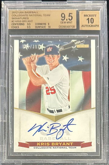2012 PANINI USA BASEBALL COLLEGIATE NATIONAL TEAM KRIS BRYANT RC AUTO BGS 9.5