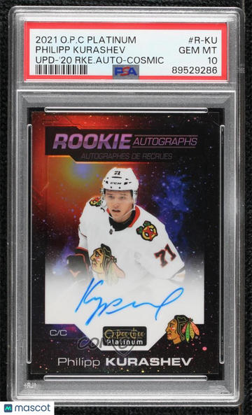2021-22 O-Pee-Chee Platinum - 2020-21 Update Rookie Auto - Cosmic Philipp Kurashev #R-KU Cosmic /75 Rookie PSA 10