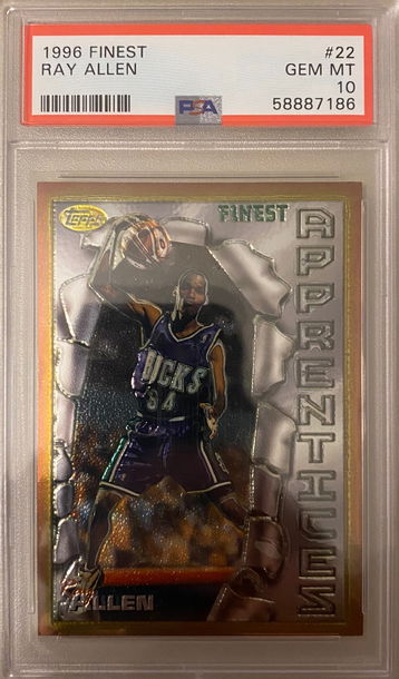 1996 Topps Finest Ray Allen #22 PSA 10 Rookie Card RC