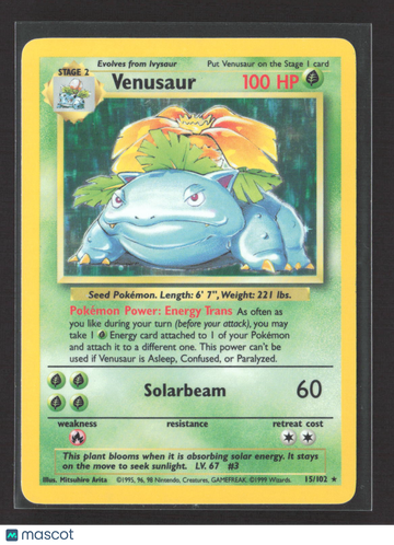 1999 Base Set Venusaur Holo Rare #15/102