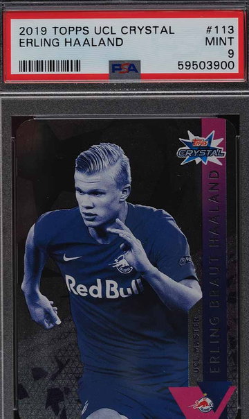 ERLING HAALAND ROOKIE 2019 TOPPS UEFA CHAMPIONS LEAGUE CRYSTAL  #113 PSA 9