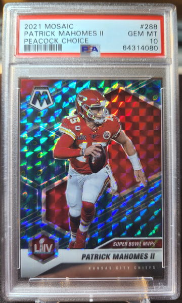 2021 Mosaic Patrick Mahomes II Peacock Choice #288 Gem Mint PSA 10 Pop 4