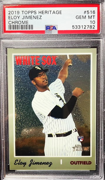 2019 Topps Heritage Eloy Jimenez Chrome #d/999 RC PSA 10