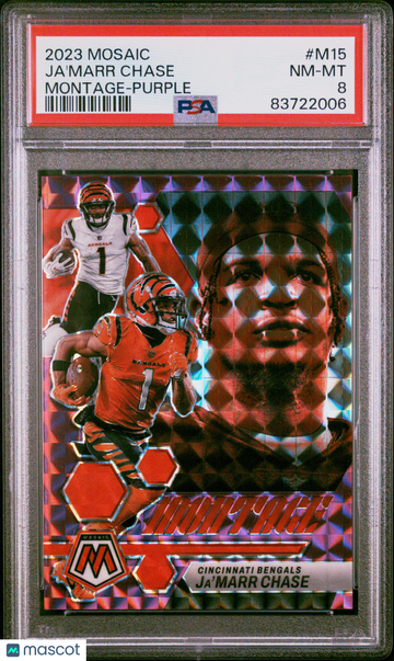 2023 Panini Mosaic Montage Ja'marr Chase #M15 Purple PSA 8