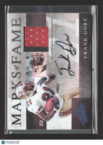 2008 Donruss Playoff Absolute Memorabilia Marks of Fame Frank Gore #MOF-7 Authentic Game-Worn Prime Jersey