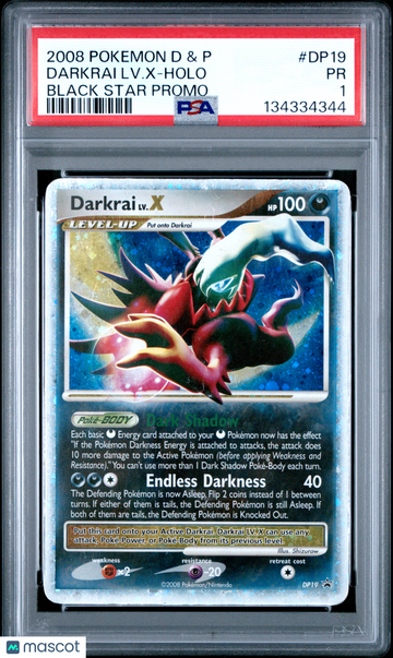2008 Pokemon Diamond & Pearl Black Star Promo Darkrai LV. X Holo Black Star Promo PSA 1 #DP19