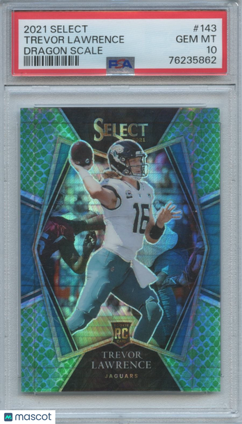 2021 Panini Select Trevor Lawrence #143 Dragon Scale Prizm Parallel/Variety Rookie Base Set PSA 10