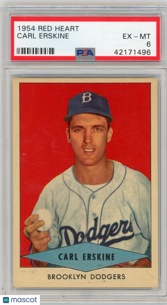 1954 Red Heart Carl Erskine PSA 6