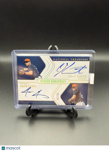 2025 Panini National Treasures Jace Jung / Colt Keith #SS-DET Synced Signatures Holo Gold SN AU
