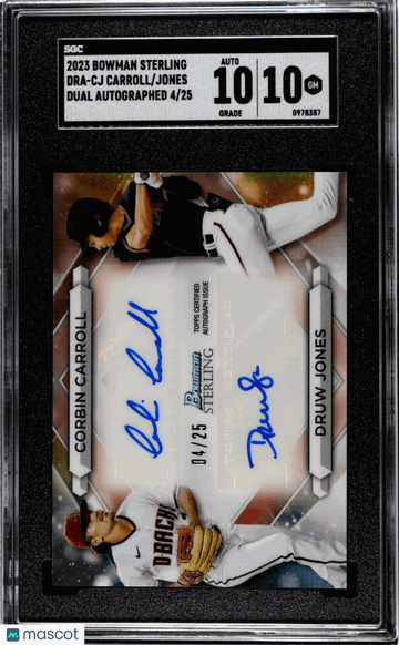 2023 Bowman Sterling Jones Carroll #DRA-CJ Dual Autograph SGC 10 Auto 10