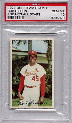1971 Dell Team Stamps Bob Gibson PSA 10 GEM MT