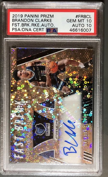 2019-20 Panini Prizm Brandon Clarke Fast Break Auto PSA 10