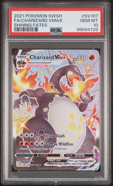 2021 Pokemon Sword and Shield Shining Fates Charizard Vmax #SV107 PSA 10