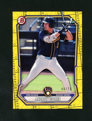 2026 Bowman #BP-149 Andrew Fischer 48/75 Yellow Pattern 1st Bowman