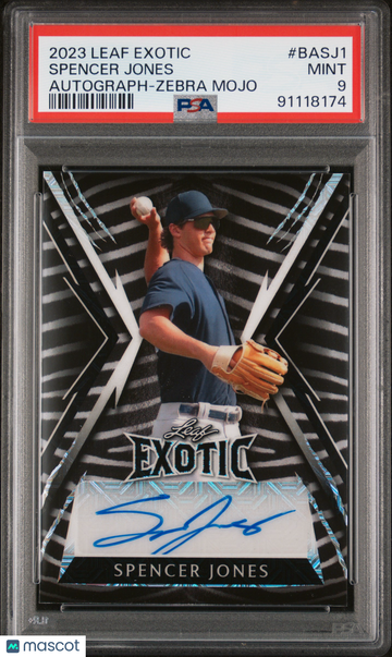 2023 Leaf Exotic Autographs Spencer Jones #BASJ1 Zebra Mojo PSA 9