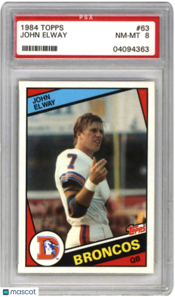 Graded 1984 Topps #63 John Elway PSA 8 Football Card
