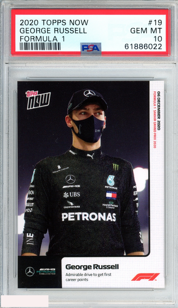 2020 TOPPS NOW FORMULA 1 GEORGE RUSSELL #19 ROOKIE RC PSA 10 GEM MT