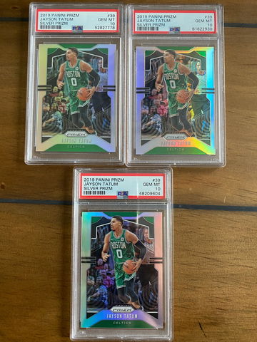 (3) 2019 panini silver prizm Jayson Tatum PSA 10