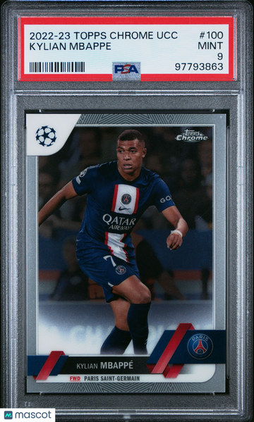 2022-23 Topps Chrome UEFA Club Competitions Kylian Mbappe #100 PSA 9