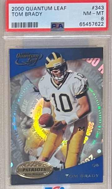 2000 Quantum Leaf #343 Tom Brady rookie card PSA 8