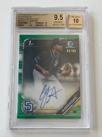 CJ Abrams 2019 Bowman Draft Chrome Auto Green Refractor #/99 BGS 9.5/10 
